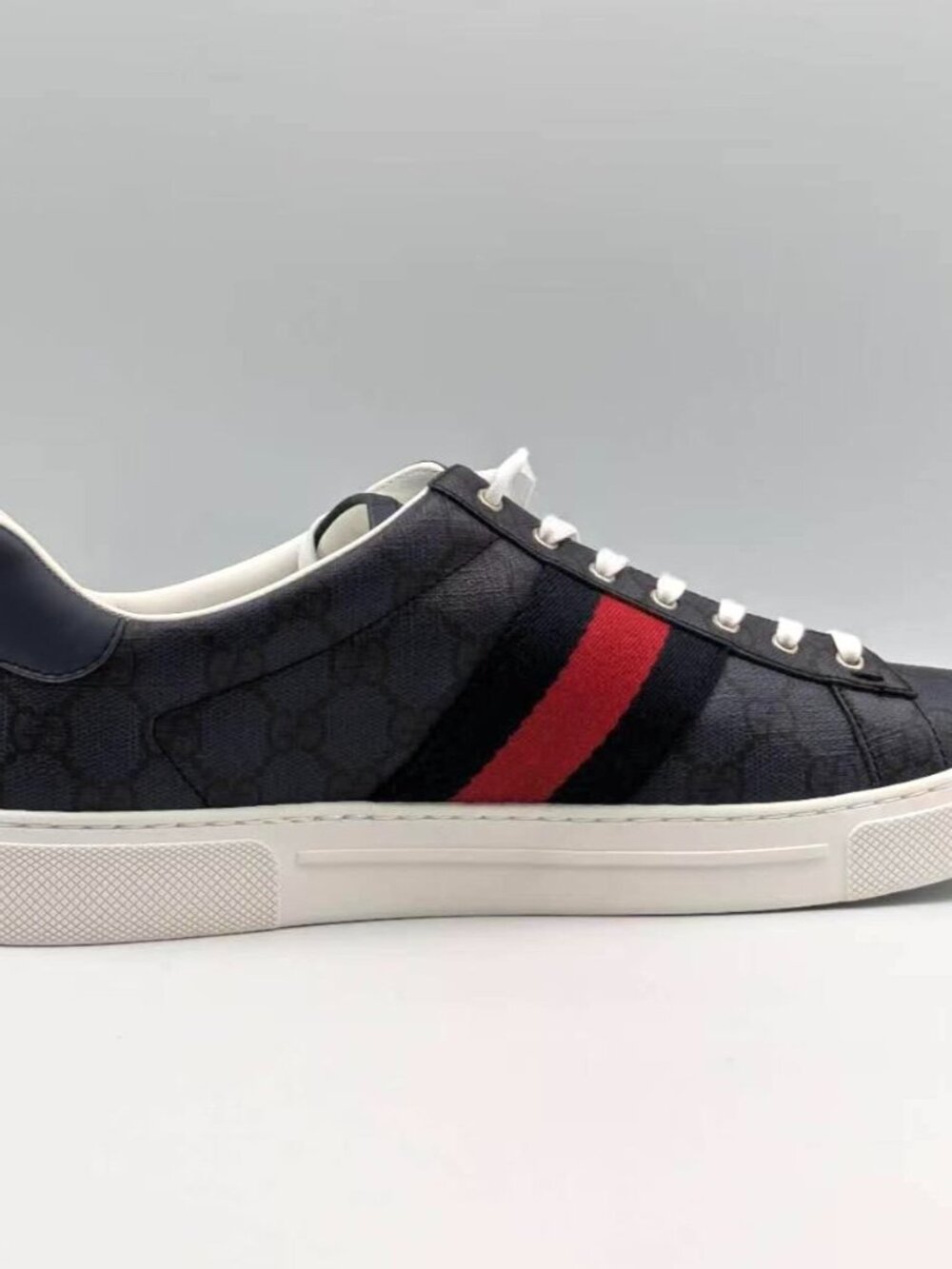 Gucci Men’s Ace GG Supreme Monogram Web Sneakers Dark Blue UK9.5 760775 - Picture 6 of 14